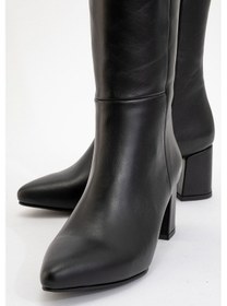 Resim Luvi Shoes Sejas Siyah Hakiki Deri Kadın Topuklu Çizme Siyah 