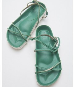 Resim Luvishoes Muse Hakiki Deri Yeşil Kadın Sandalet Yeşil 