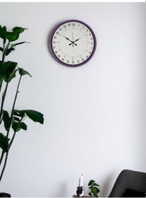 Resim 36 Cm Mor 24 Saat Göstergeli Özel Tasarım Duvar Saati Açık 