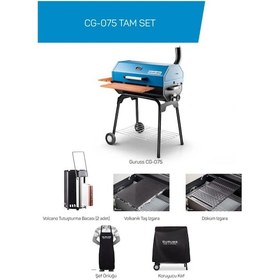 Resim Rehome Guruss Cg-075 Barbekü Mangal Kömürlü 75 Cm Mavi Tam Set 