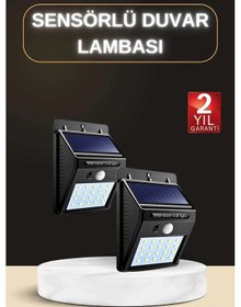 Resim Bfs Bahçe Aydınlatma Sensörlü Güneş Enerjili Duvar Lambası 40 Led Işık Çok Renkli 