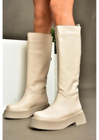 Resim Fox Shoes R610067009 Bej Kalın Tabanlı Çizme Bej 