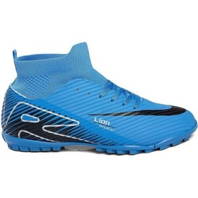 Resim Lion Erkek Çocuk Çoraplı Profesyonel Premieer Super Mercury Halısaha Ayakkabısı Lıon-507-hs Turkuaz Laci 