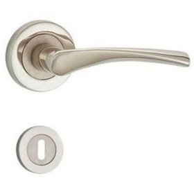 Resim Burgaz Rozetli Kapı Kolu Nikel Saten Oda 