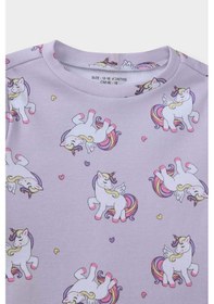 Resim Defacto Kız Bebek Pijama Takımı Unicorn Baskılı Uzun Kollu Üst Uzun Alt F0632a525aupr306 Mor 