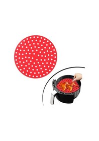 Resim River World 20 cm'lik Kırmızı Renkte Isıya Dayanabilen ve Yıkanabilen Yuvarlak Silikon Airfryer ve Fırın Matı 