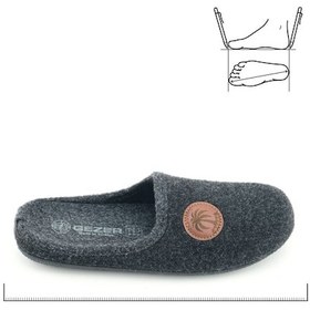 Resim Gezer Erkek Kışlık Keçe Çıkarılabilir İç Taban Rahat Ev Bahçe Gondol Terlik Siyah 