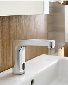 Resim Roca Lavabo Bataryası, L70, Tek Su Girişli, Fotoselli, Krom, A5a5d09c00 Gri 