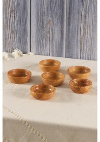 Resim Ceviz Ağacı El Yapımı 6'lı Ahşap Çerezlik 10 CM 