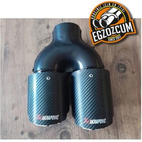 Resim Akrapovic Akrapoviç 90 Mm Çiftli Sol Çıkış Içi Krom Karbon Kaplama Uyumlu 