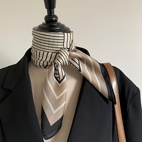 Resim Geometrik Desenli Haki Eşarp - Hafif, Sıcak Tutumlu Her Mevsim Kullanımlık Çok Amaçlı Boyun Bandı & Şık Ofis ve Günlük Aksesuar, Zarif Genç Tarz, Chevron Desenli Eşarp | Hafif Boyun Atkısı 