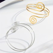 Resim 1 adet spiral desenli basit bilezik kol rozeti metal üst kolluk rozeti, günlük giyim aksesuarı 