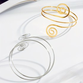Resim 1 adet spiral desenli basit bilezik kol rozeti metal üst kolluk rozeti, günlük giyim aksesuarı 