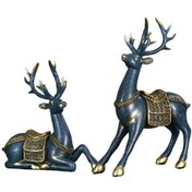 Resim Homyl 1x Ren Geyiği Çift Heykeli Heykel Şarap Dolabı 20x8x20cm 20x29cm 