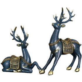 Resim Homyl 1x Ren Geyiği Çift Heykeli Heykel Şarap Dolabı 20x8x20cm 20x29cm 