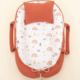 Resim Babynest ve Yastık - Çift Taraflı - Kiremit Örgü - Turuncu Kuyruklu Yıldız 