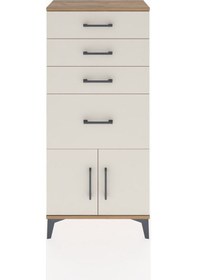 Resim Hyperion Dolap Tek Raflı 4 Çekmeceli 2 Kapaklı 60x44x134 Çam-aytaşı Atlas Çam 