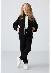 Resim Tommy Life Siyah Kalın Yumuşak Dokulu Standart Fit Nakışlı Polar Kız Çocuk Sweatshirt - 75157 Siyah 