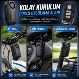 Resim MultiZone Bisiklet Motosiklet Alarmı Uzaktan Kumandalı Güvenlik Sistemi Su Geçirmez Sos 113dB 