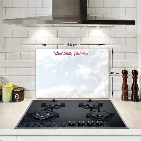 Resim Decorita Güzel Düşün Güzel Yaşa Temalı | Cam Ocak Arkası Koruyucu | 40cm x 60cm 