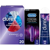 Resim Durex Chill Karma Paket Prezervatif 20'li + Delight Bullet Titreşimli Vibratör + Extreme Kayganlaştırıcı Jel 50 ML 