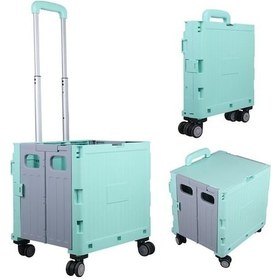 Resim Sunup Sn-26966 Katlanabilir Market Pazar Kamp Tekerlekli Alışveriş Arabası 60kg Kapasiteli 