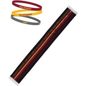 Resim Galatasaray Lisanslı Siyah Çizgili Şal Atkı Ve 3 Lü Bileklik Siyah 