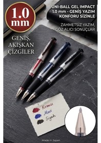 Resim Mavi İmza Kalemi 5 Adet Uniball Gel İmpact 1.0 Mm Roller Pilot Kalem Um-153s Roller Uçlu Likit Mürekkepli Pilot Kalem 