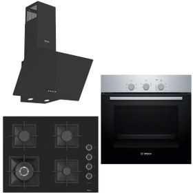 Resim Bosch &Ferre Apiralla Wok Bek - Döküm Izgara 3 lü Ankastre Set (HBF011BR0T - SC405 - D086) 65 cm Ocak 