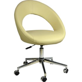 Resim Bürocci Miranda Metal Ayaklı Çalışma Koltuğu-Krem Deri - 2222K0115 