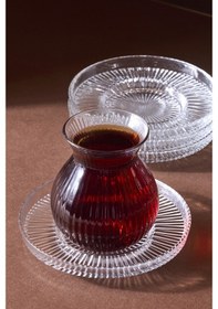 Resim Emirgân 12 Parça 6 Kişilik Cam Çay Seti 200 Ml Seffaf Şeffaf 