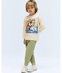 Resim DeFacto Erkek Bebek Looney Tunes Bisiklet Yaka Uzun Kollu Tişört E4708A525SPBG319 Bej 