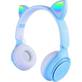 Resim GK Creative M6 Pro Cat Rgb LED Işıklı Kedi Kulağı Band Tasarımlı Ayarlanabilir ve Katlanabilir Kulak Üstü Bluetooth Kulaklık Mavi 