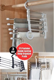 Resim Mucuks 3 Adet Paslanmaz Çelik Pantolon Askısı Çok Katmanlı Pantolon Depolama Rafı: Gardırobunuzu Daha 