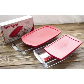 Resim Paşabahçe Borcam Kırmızı Pls Dikdörtgen Fırın Tepsi Ve Saklama Kabı 2 Si Birlikte 59864 -59006 5912 