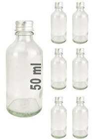 Resim DigitHome 6'lı 50 ML Gümüş Metal Kapaklı Cam Zencefil Shot Şişesi Söz Nişan Hediyelik Kolonya Şişesi C1-1-149 