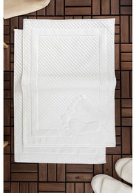 Resim Leoline %100 Pamuk Premium 2'li Ayak Havlusu - Beyaz Beyaz 