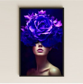 Resim Mor Gül Tacı Ve Modern Kadın Portresi Temalı Etkileyici Pleksi Tablo 