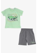 Resim BREEZE GİRLS & BOYS Erkek Çocuk Şortlu Takım Antika Araba Temalı 1.5-5 Yaş, Fıstık Yeşili 