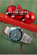 Resim Navimarine NM009-03 Multifonksiyonlu Gümüş Renk Çelik Erkek Kol Saati 