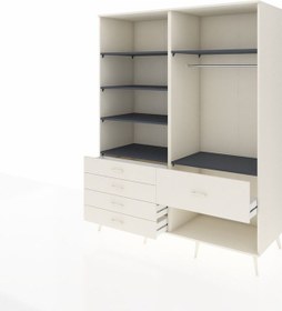 Resim Kronos Gardrop 6 Raflı 5 Çekmeceli Tek Askılı 176x59x221 Aytaşı-antrasit/aytaşı Beyaz 