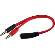 Resim Boblov Kulaklık Mikrofon Ayırıcı Y Kablo 3.5 mm Dişi To 2 x 3.5 mm Erkek Aparat Headphone 