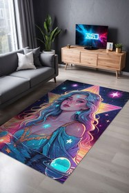 Resim Depoba Serenam Gaming Oyuncu Odası Halısı Şönil Dijital Baskılı Kaymaz Taban Yıkanabilir Salon Halısı 