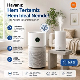 Resim Xiaomi 125 M² Hepa Aktif Karbon Nemlendirici Akıllı Sensörlü Hava Temizleyici Cihaz Koku Giderici Beyaz Ev Ofis 