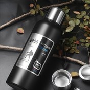 Resim 1 adet 1.2L/40.58oz Siyah Paslanmaz Çelik Yalıtımlı Su Şişesi, Kapaklı - Büyük Kapasiteli, Taşınabilir & Mühürlü, Dış Mekan, Araba ve Ev Kullanımı İçin - Dayanıklı 316 Paslanmaz Çelik, Kahve & Su İçin İdeal, Seyahat Su Şişesi 