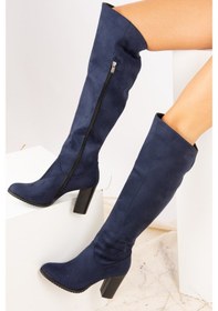 Resim Fox Shoes Lacivert Süet Kadın Çizme A654018002 