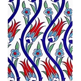 Resim Armada Çini 20x25 Cm Ac 1020 Sarmaşık Laleli Desen Çini Seramik Karo 