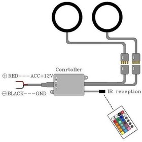 Resim Besthome1 Araba Rgb Led Aydınlatma Halka 12v 13w 2x100mm 16 Renkli 4 Efekti Kumandalı Parlaklık Ayarlı Farklı Renk Led Fari 