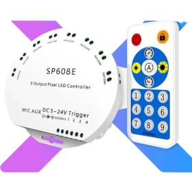 Resim Hazar Led SP608E 8 Kanallı Müzik Denetleyicisi WS2811-WS2812B Pixel Kontrol Devresi 5-24V 