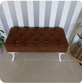 Resim Lüks Yarım Sandıklı Kapitoneli Dekoratif Puf 100cm Kahve 